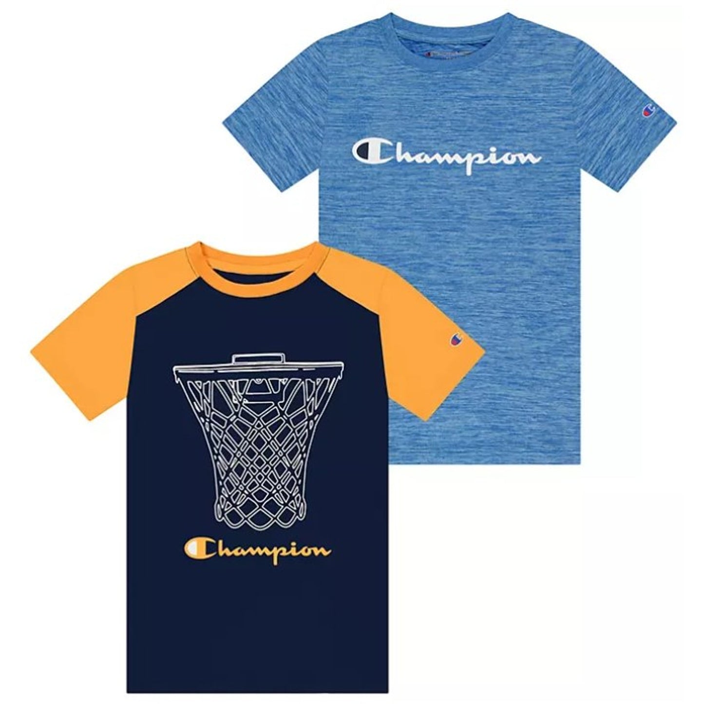 Champion Boys 2-Pk Graphic T-Shirts (Size 18/20), Crew Collar Solid & Tie Design