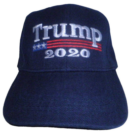 Embroidered Trump 2020 Ball Cap, Navy & Red/White/Blue Embroidery, Trucker Hat