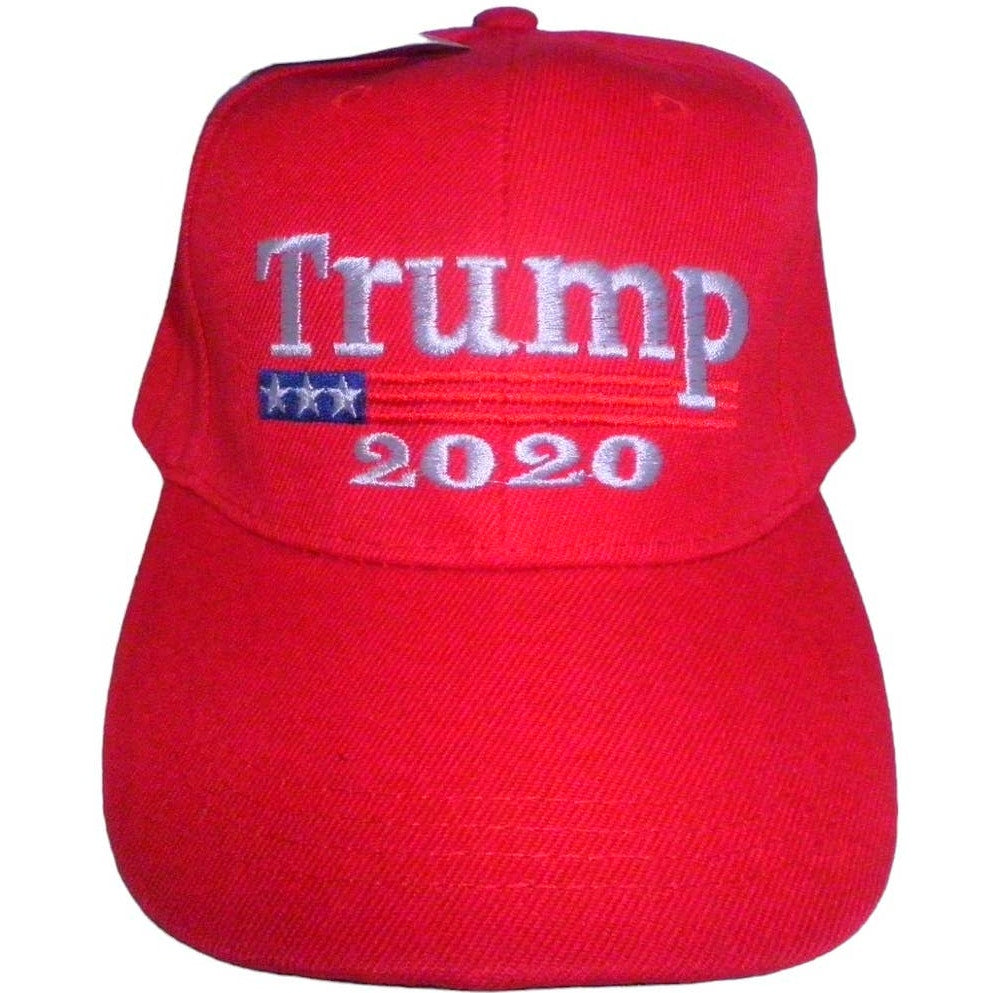 Embroidered Trump 2020 Ball Cap, Red & Red/White/Blue Embroidery, Trucker Hat