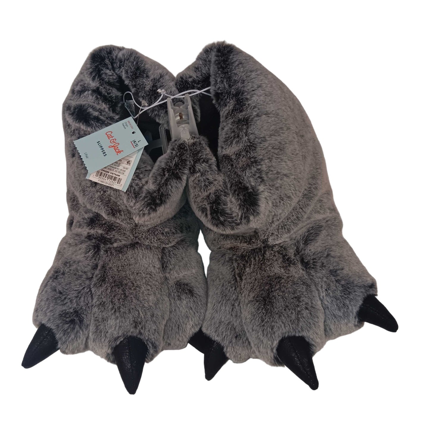 Boys' Ferdinand Dinosaur Claw Slippers - Cat & Jack Charcoal Gray LRG (4/5) NWT