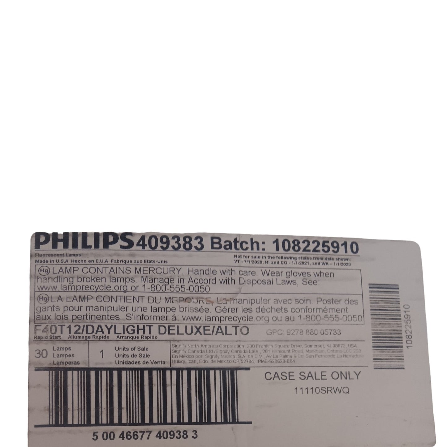 30-PK Philips 40-Watt 4 ft. Deluxe Linear T12 Tube Light Bulb, Daylight (6500K)