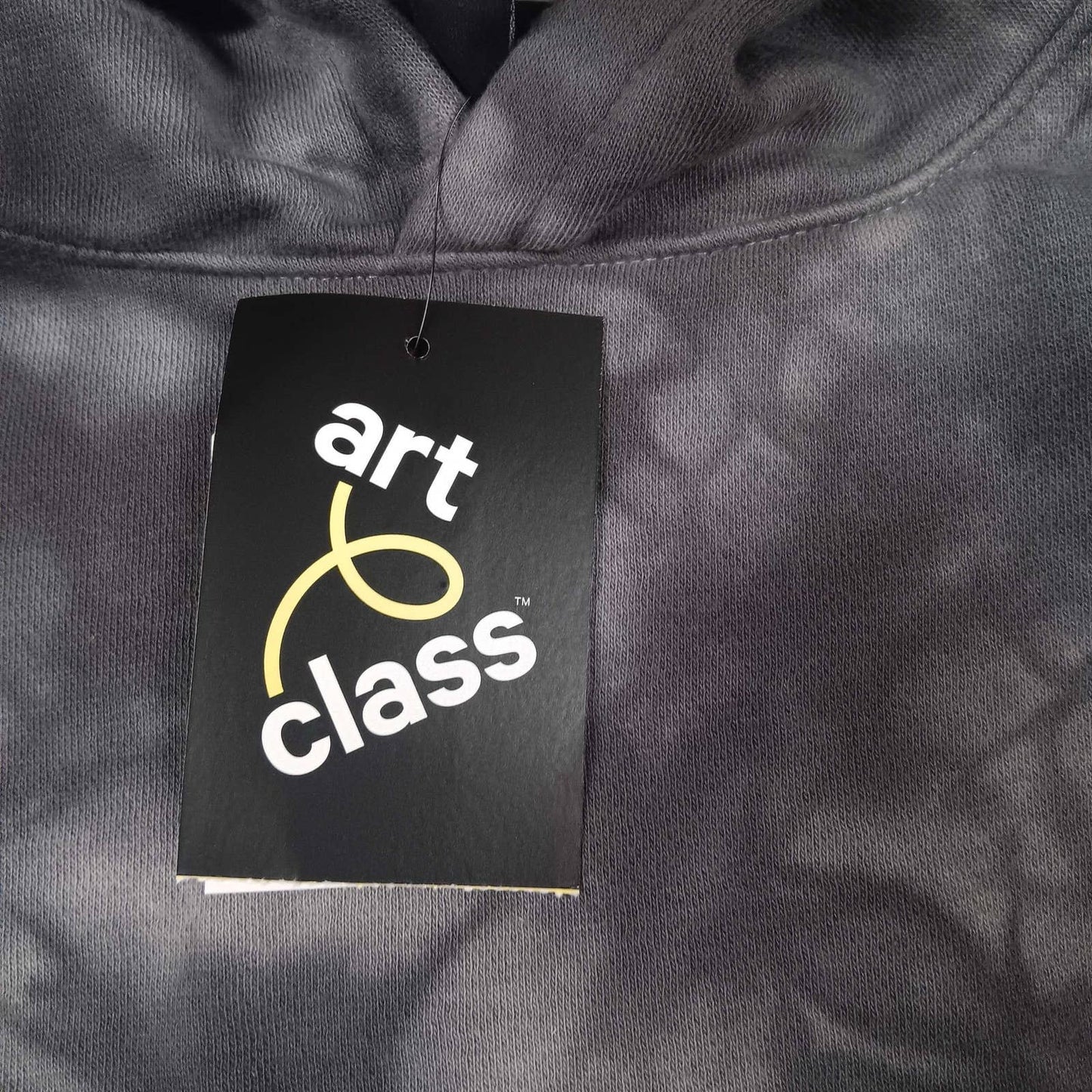Kids' Medium Fleece Raw Edge Boxy Hoodie - art class Tie Dye Charcoal Gray