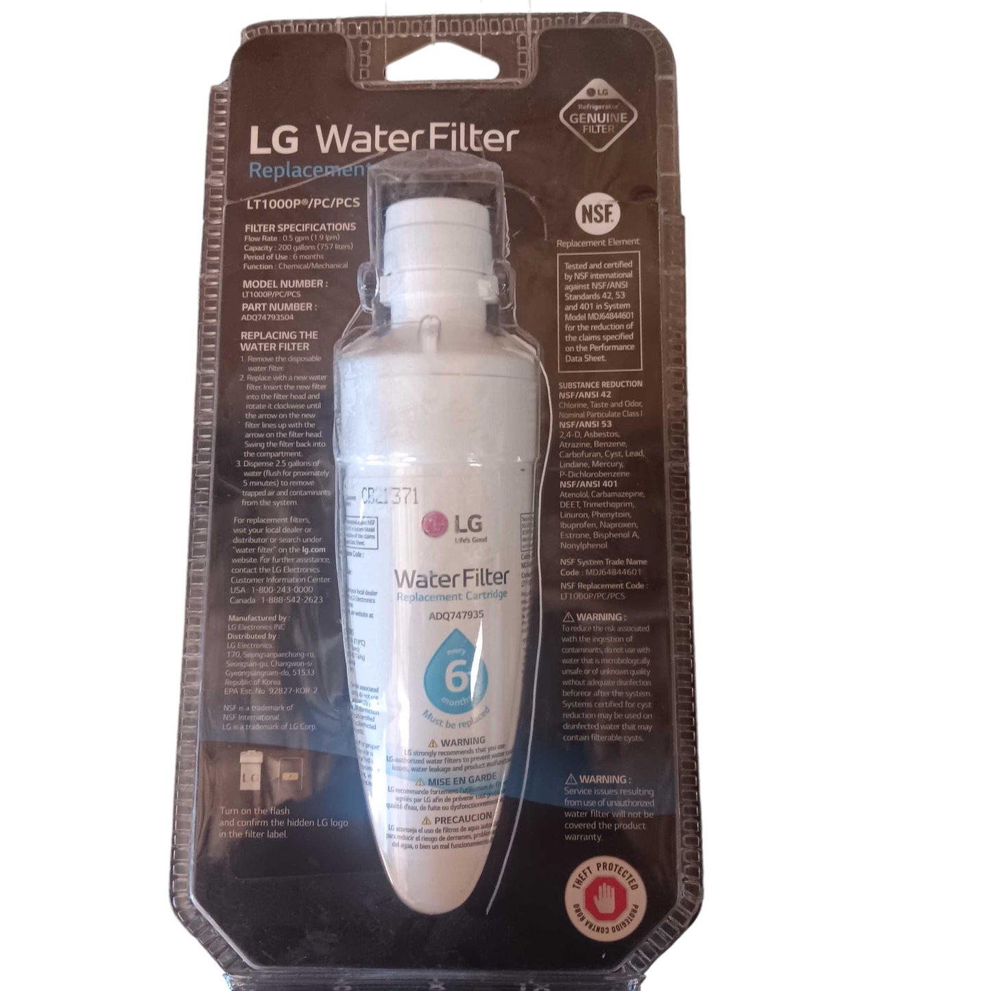 LG LT1000PC Refrigerator Water Filter (New, Open Packaged Item)