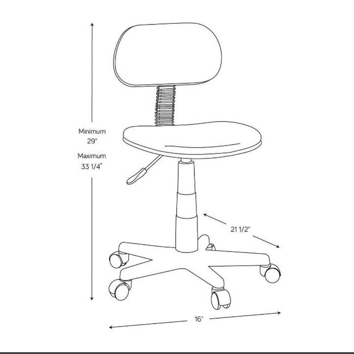 Easy-Care Fabric Task Chair Black, NIB, Adjustable 29" - 33.25"