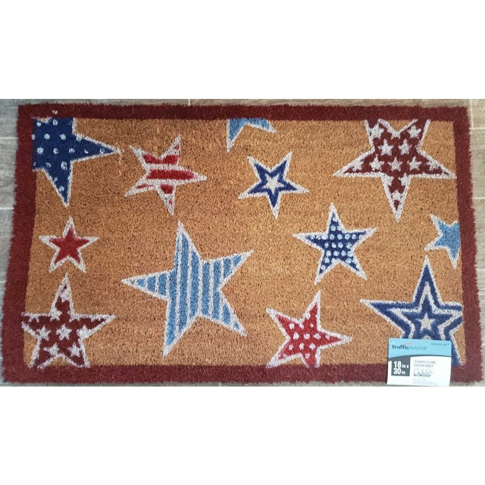 Red, White, and Blue Patriotic 18 in. x 30 in. Coir and Vinyl Door Mat