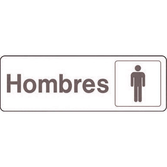 Hy-Ko Spanish Sign Brown 3" X 9" Hombres, Hard Plastic