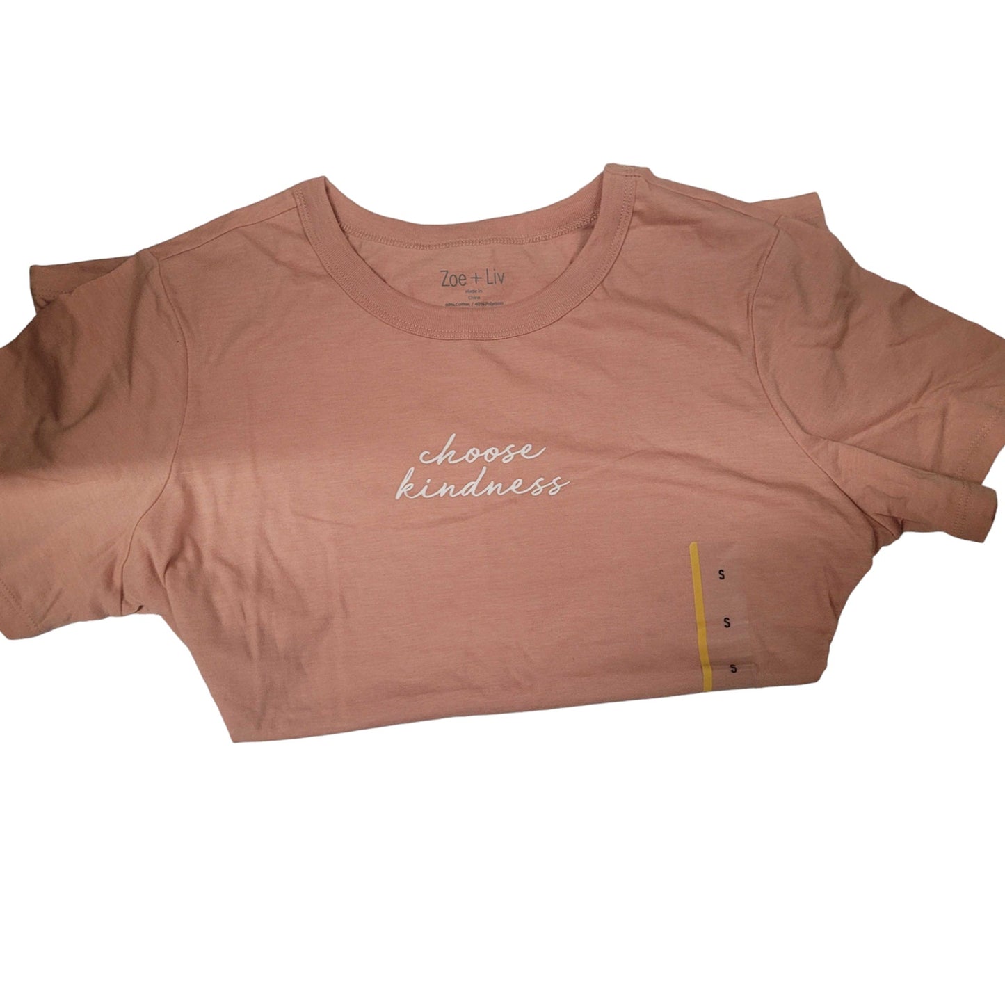 (2-PK) Women's Small "Choose Kindness" Short Sleeve Graphic T-Shirt - Misty Rose