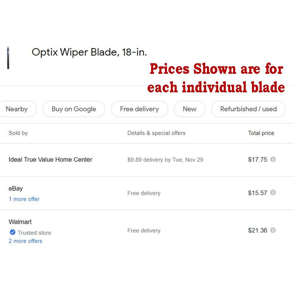 2 Pack Peak Optix 18" Curved Technology Extreme Weather Windshield Wiper Blades