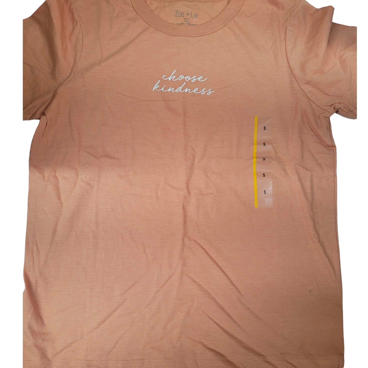 (2-PK) Women's Small "Choose Kindness" Short Sleeve Graphic T-Shirt - Misty Rose