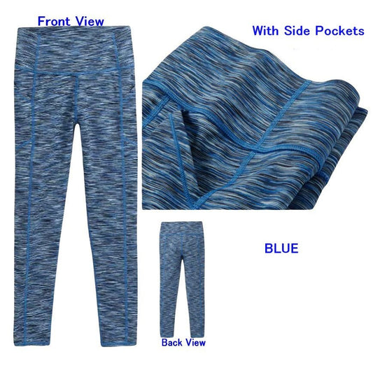 Girls' XS (4/5) Blue High Rise Leggings with Pockets, Moisture Wicking
