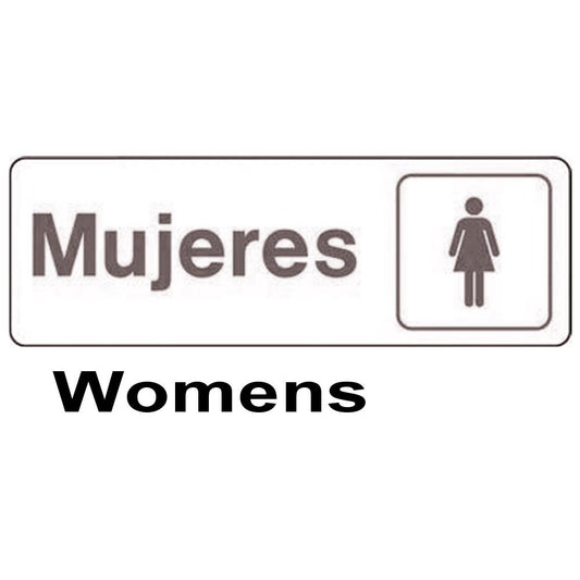 Hy-Ko Spanish Sign Brown 3" X 9" Mujeres, Hard Plastic
