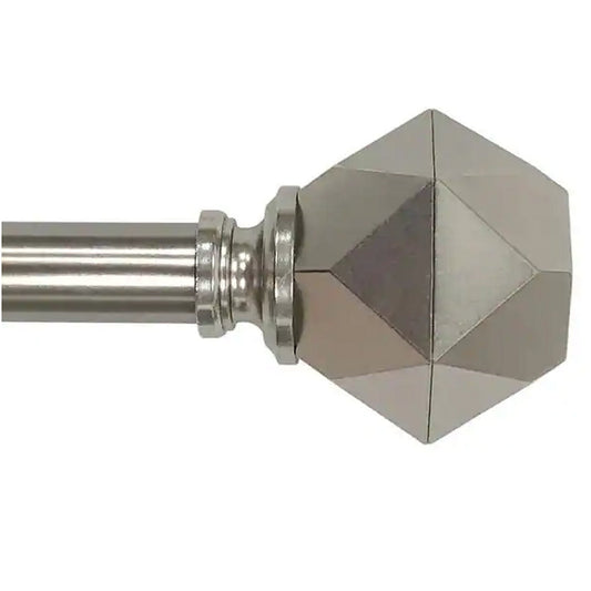 66" - 120" 3/4 in. Single Curtain Rod Kit, Brushed Nickel with Geometric Finials