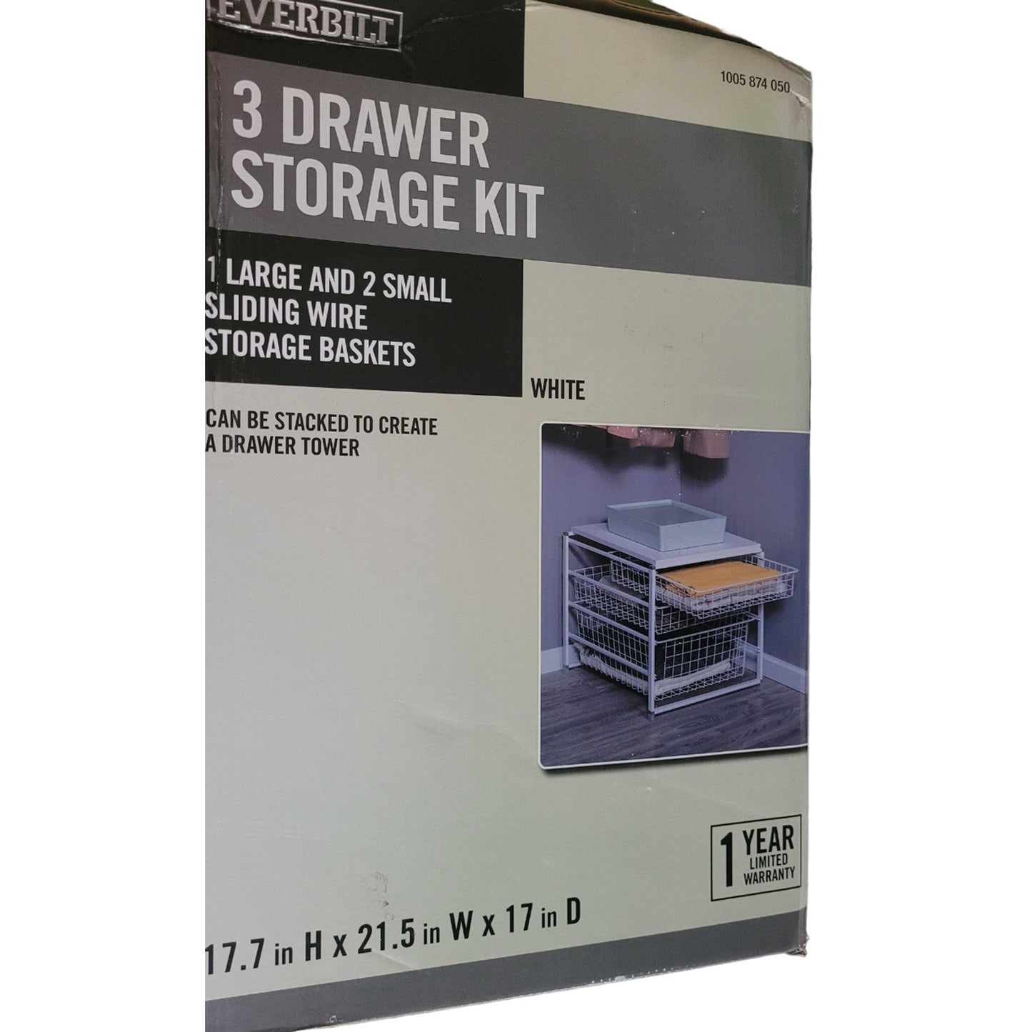Everbilt White Steel 3-Drawer Close Mesh Wire Basket Organizer, Stackable