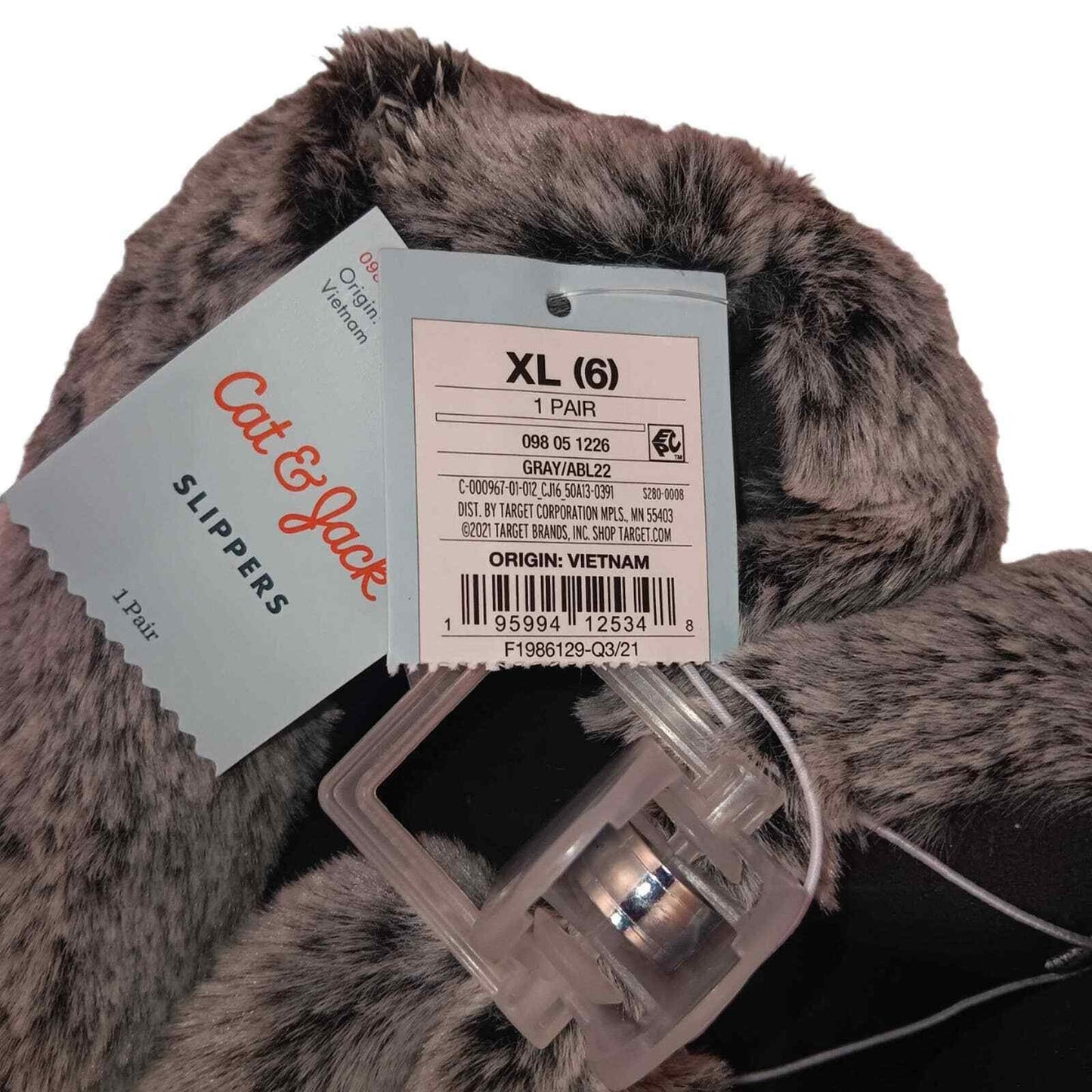 Boys' Ferdinand Dinosaur Claw Slippers - Cat & Jack Charcoal Gray XL (6) NWT