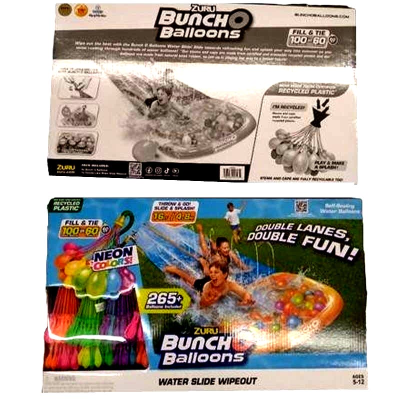 Slip & Slide BunchOBalloons Two Lanes Water Slide Wipeout w/ 265 Water Balloons