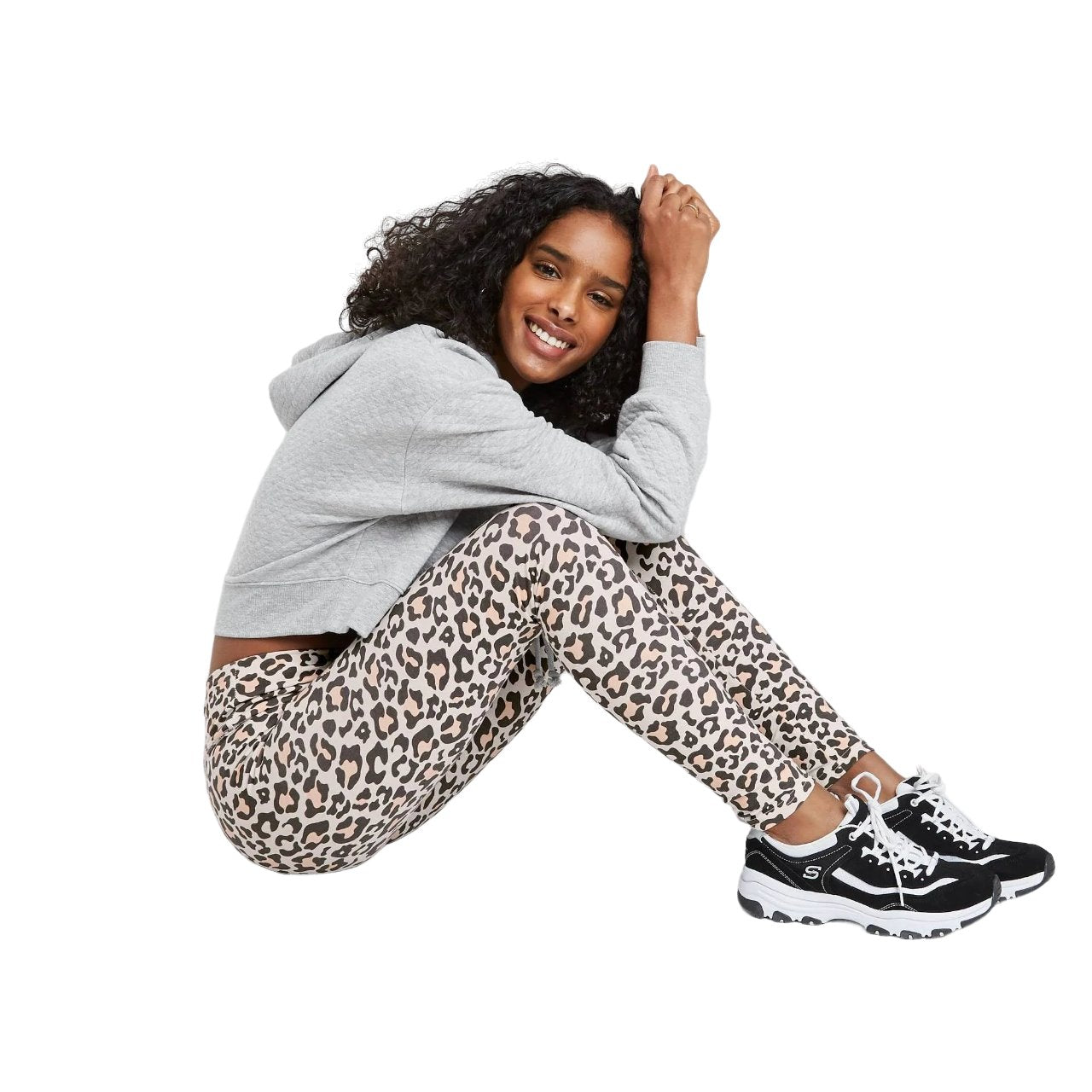 Women's Small  Beige Leopard Print High-Waisted Leggings