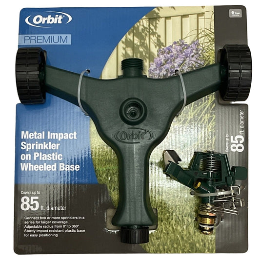 Orbit 85'D (5675 SQ FT) Zinc Impact Sprinkler Head on Plastic Base w/ Wheels