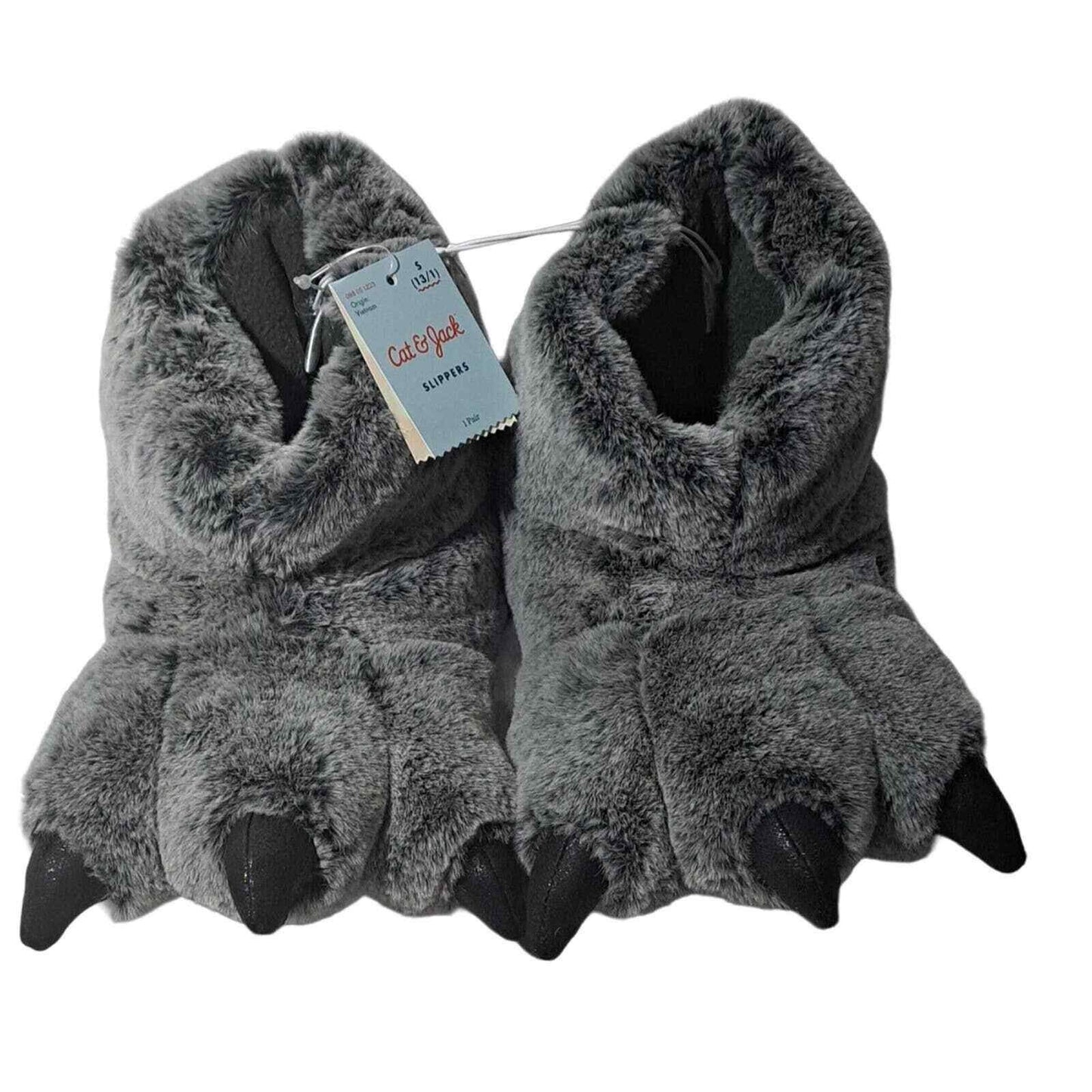 Boys' Ferdinand Dinosaur Claw Slippers - Cat & Jack Charcoal Gray XL (6) NWT