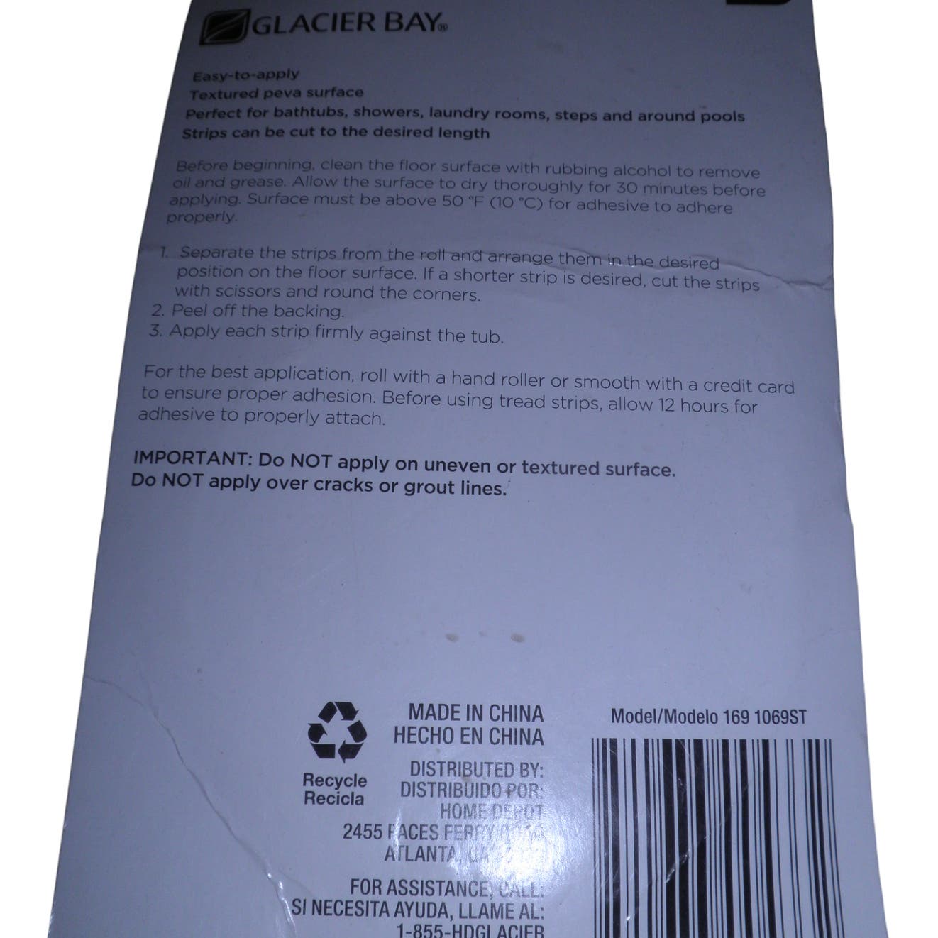 Glacier Bay Non Slip Tub Tread Strips in White (6-Pack), Showers, Tubs, Steps...