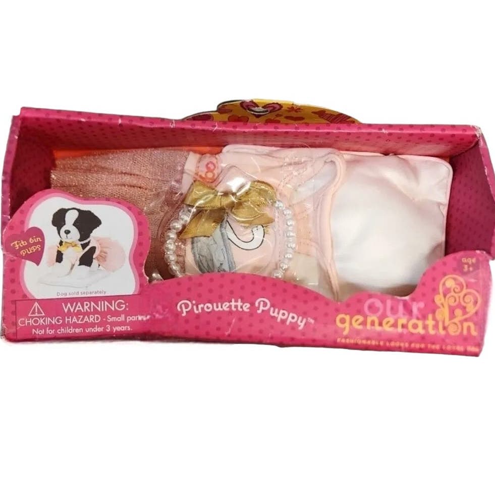 NEW Our Generation PIROUETTE PUPPY Outfit for 6" OG + American Girl Doll Pet Dog