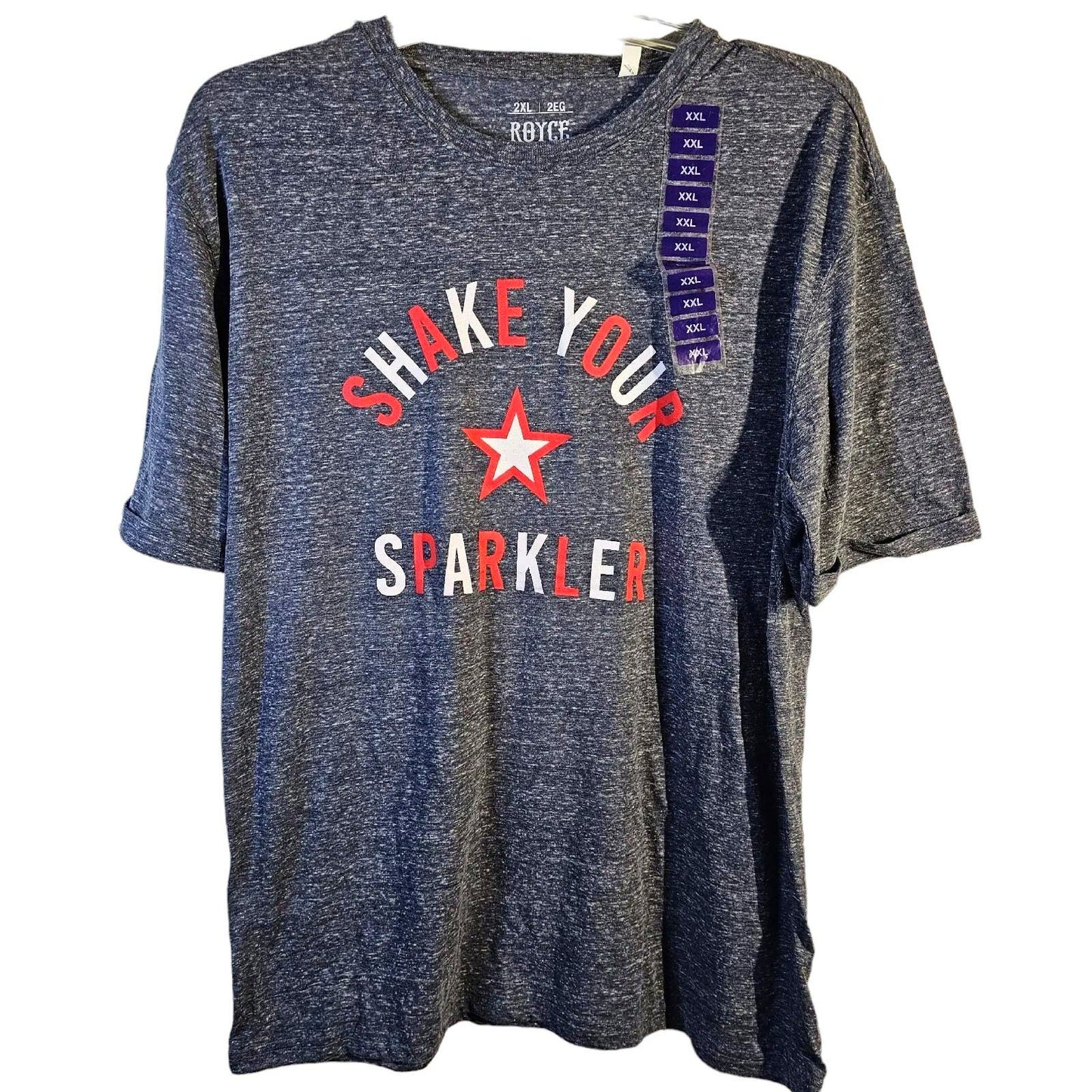 Royce Ladies Medium Americana Tee "Shake Your Sparkler", Navy Blue, Short Sleeve