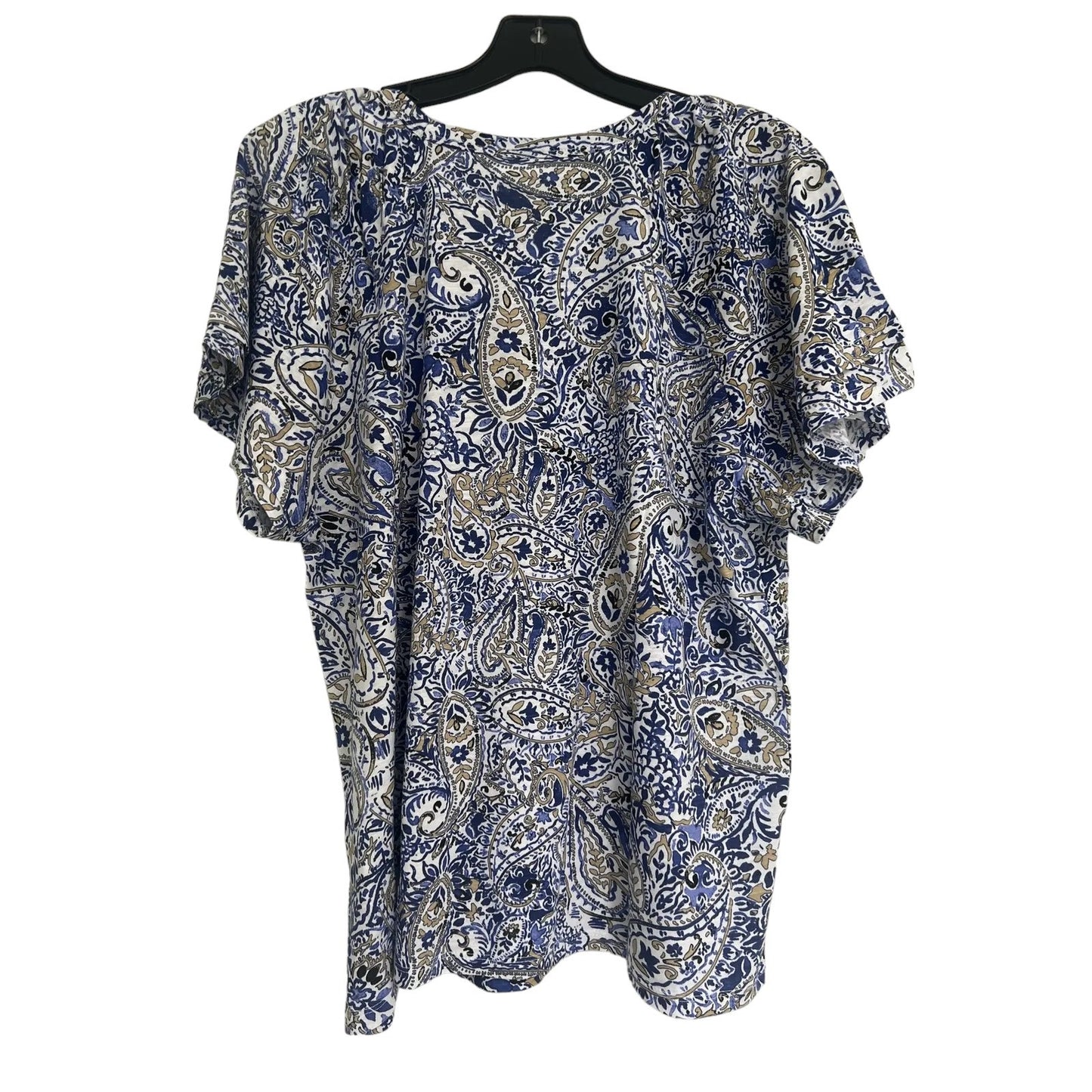 Perry Ellis, Rafaella Sportswear, V-Neck Paisley Blouse, Amparo Blue, Medium