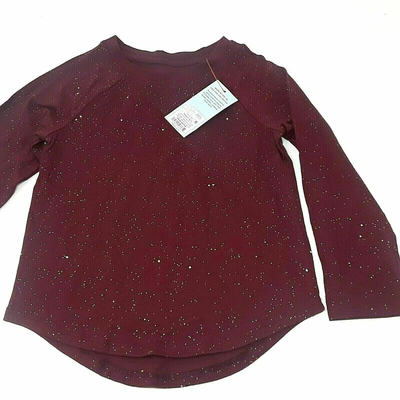 Toddler 18M Girls' Sparkle Long Sleeve T-Shirt, Burgundy Red - Cat & Jack