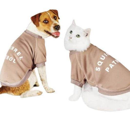 Lightweight Fleece Pet Sweatshirt - Squirrel Patrol, Gray - MD - Boots & Barkley