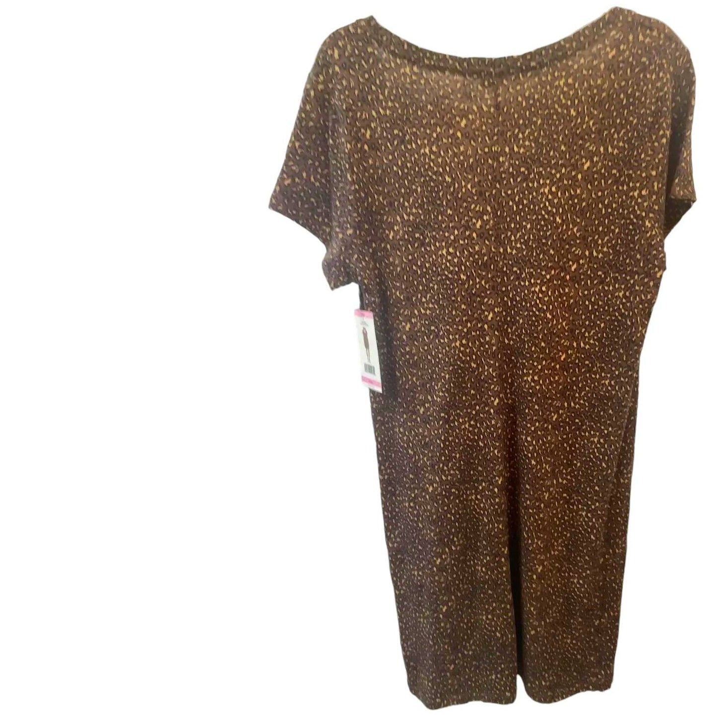 Womens MED S/S Gia Scoop T-Shirt Dress - Racing Leopard Taupe, Social Standard