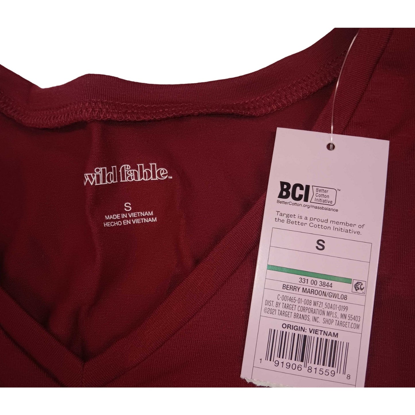 3-PK Women's Small Short Sleeve V-Neck Cropped T-Shirt - Wild Fable Berry Maroon