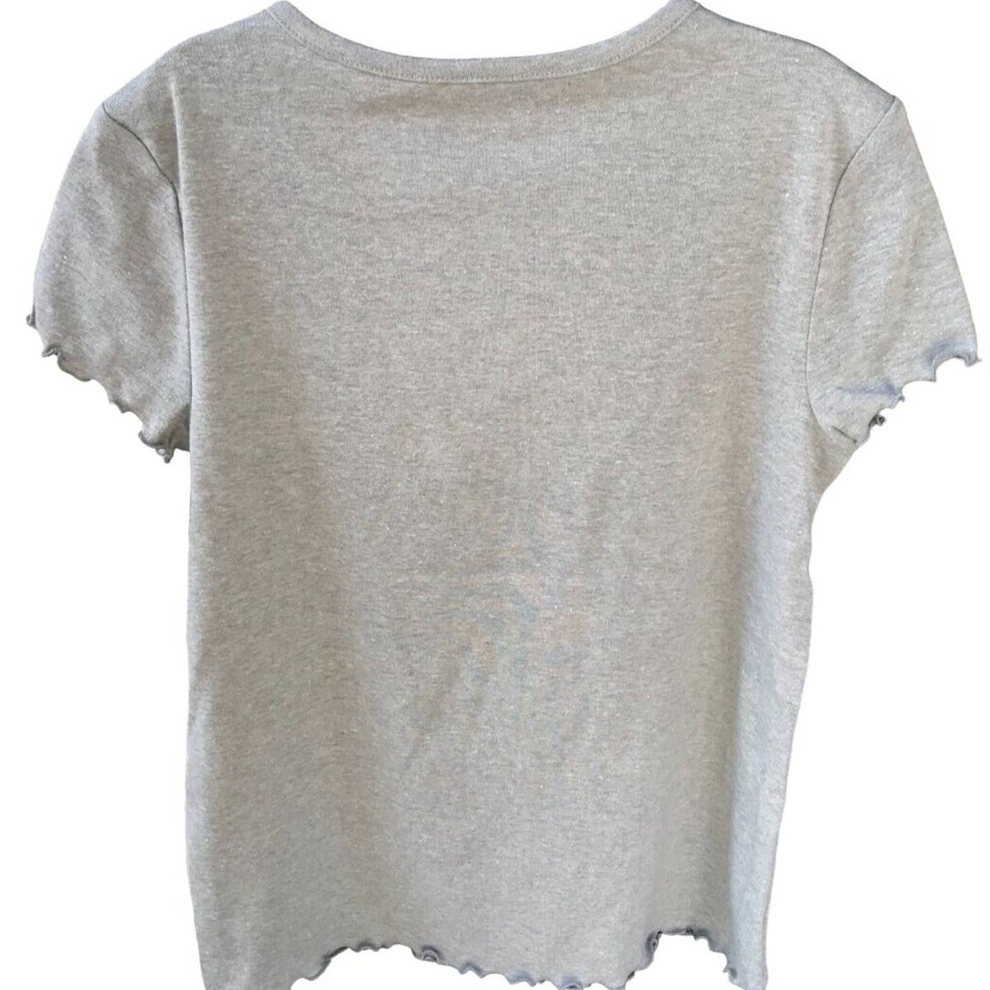 2-PK Girls' LRG (10/12) S/S Shirts, Gray, Lettuce Frill Hems - art class (2-PK)