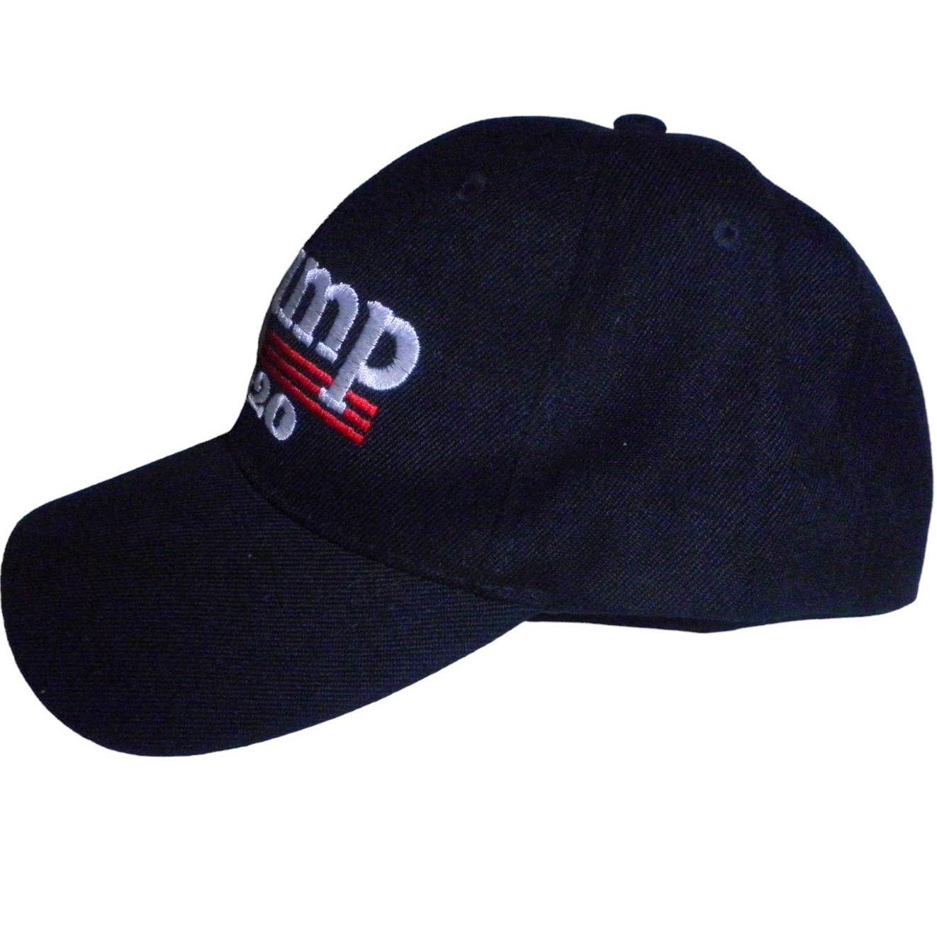 Embroidered Trump 2020 Ball Cap, Black & Red/White/Blue Embroidery, Trucker Hat
