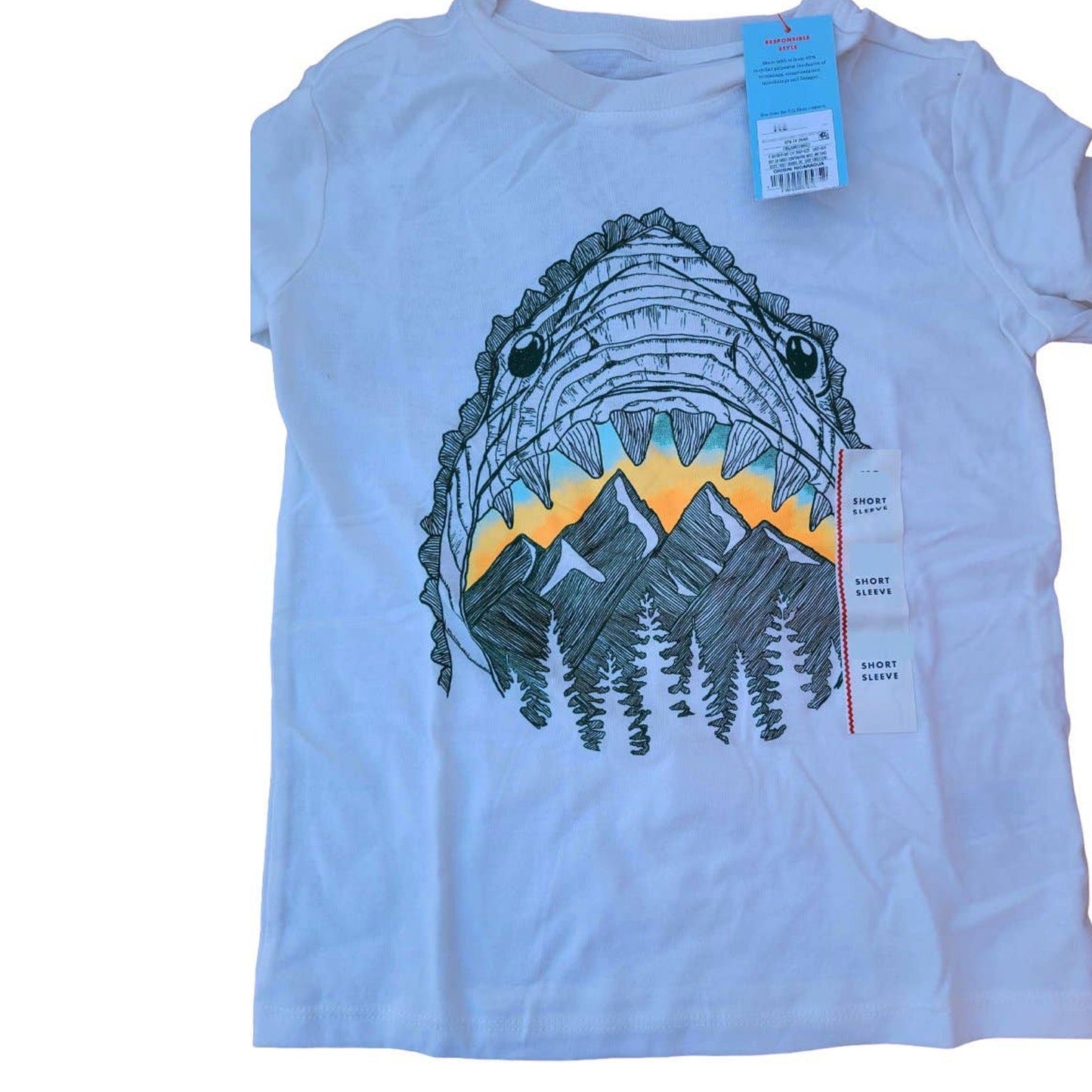 Boys' LRG Shark Sketch Short Sleeve Graphic T-Shirt - Cream + Free Shipping