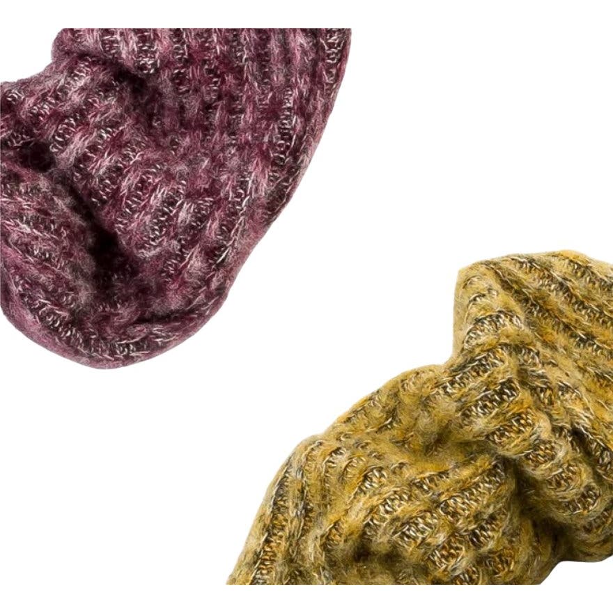 Free Shipping- Heathered Knit Hair Twisters 2 Pc - Colors: Purple/Yellow