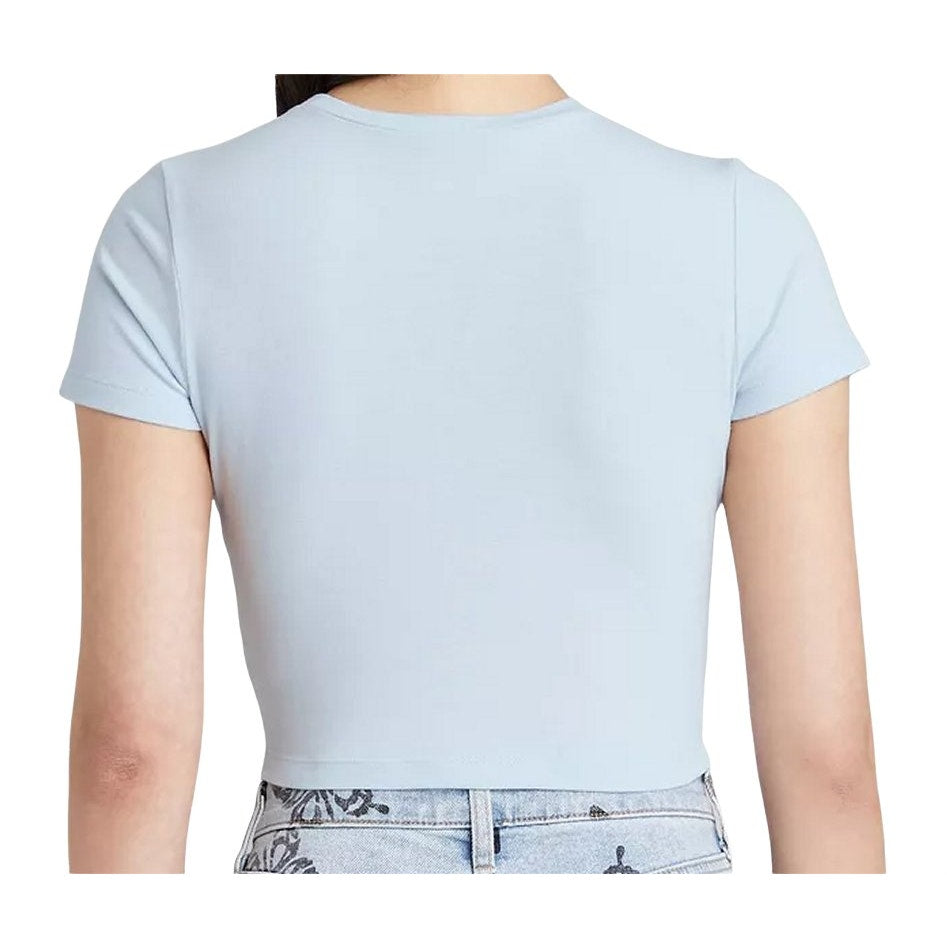 Women's X-Small Short Sleeve Slim Fit Cropped Shirt, Baby-Blue - Free Shipping