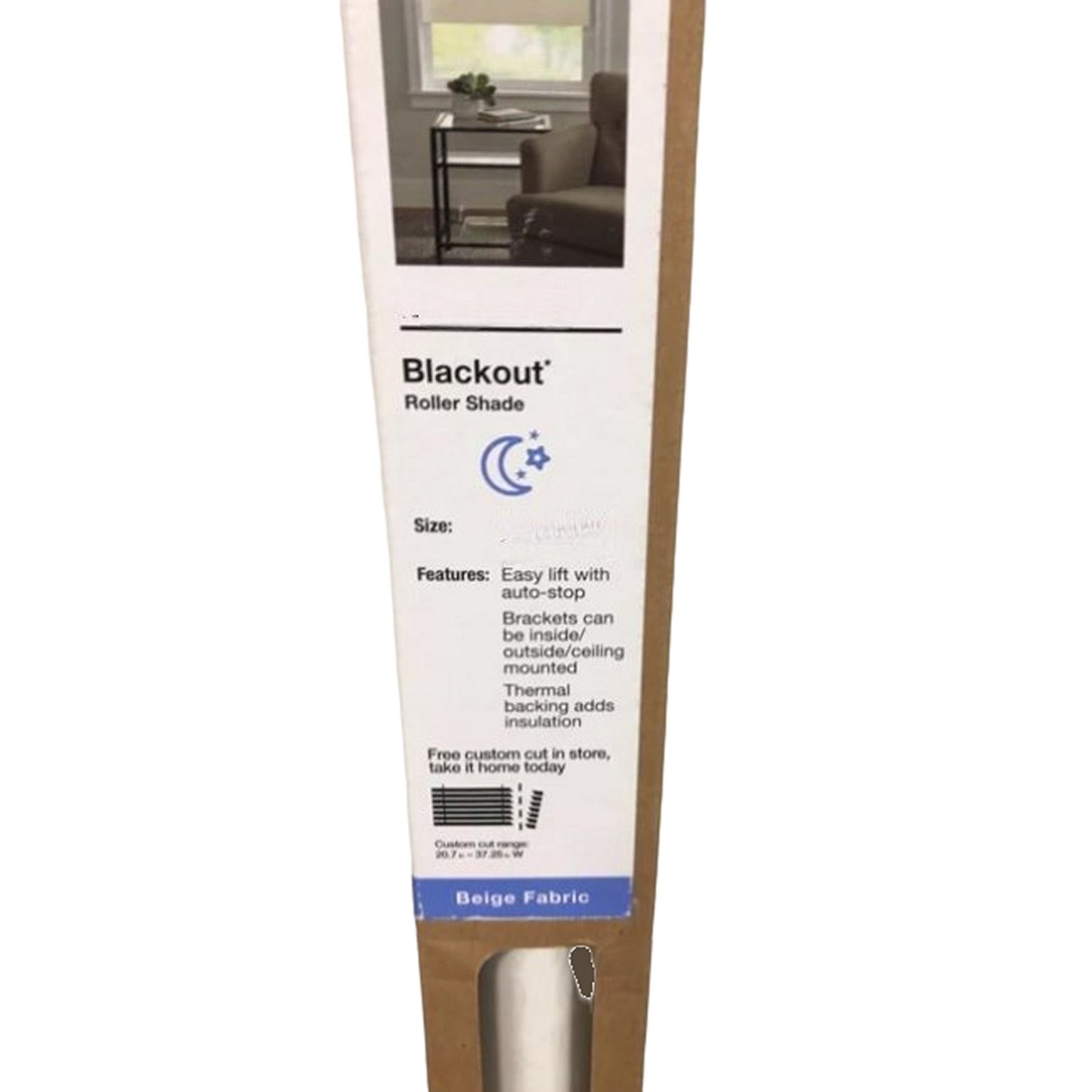 StyleWell Cut to Size Beige Cordless Blackout Fabric Roller Shade 55.25"W x 72"L
