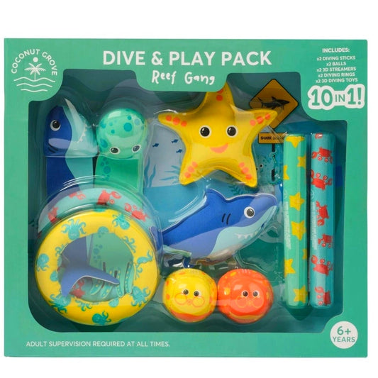 Coconut Grove Dive & Play Pack Reef Gang Set of 10 Pool Toys