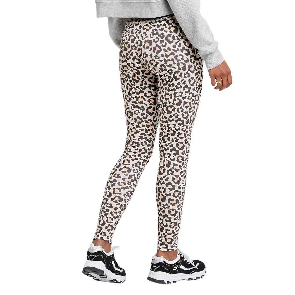 Women's Small  Beige Leopard Print High-Waisted Leggings