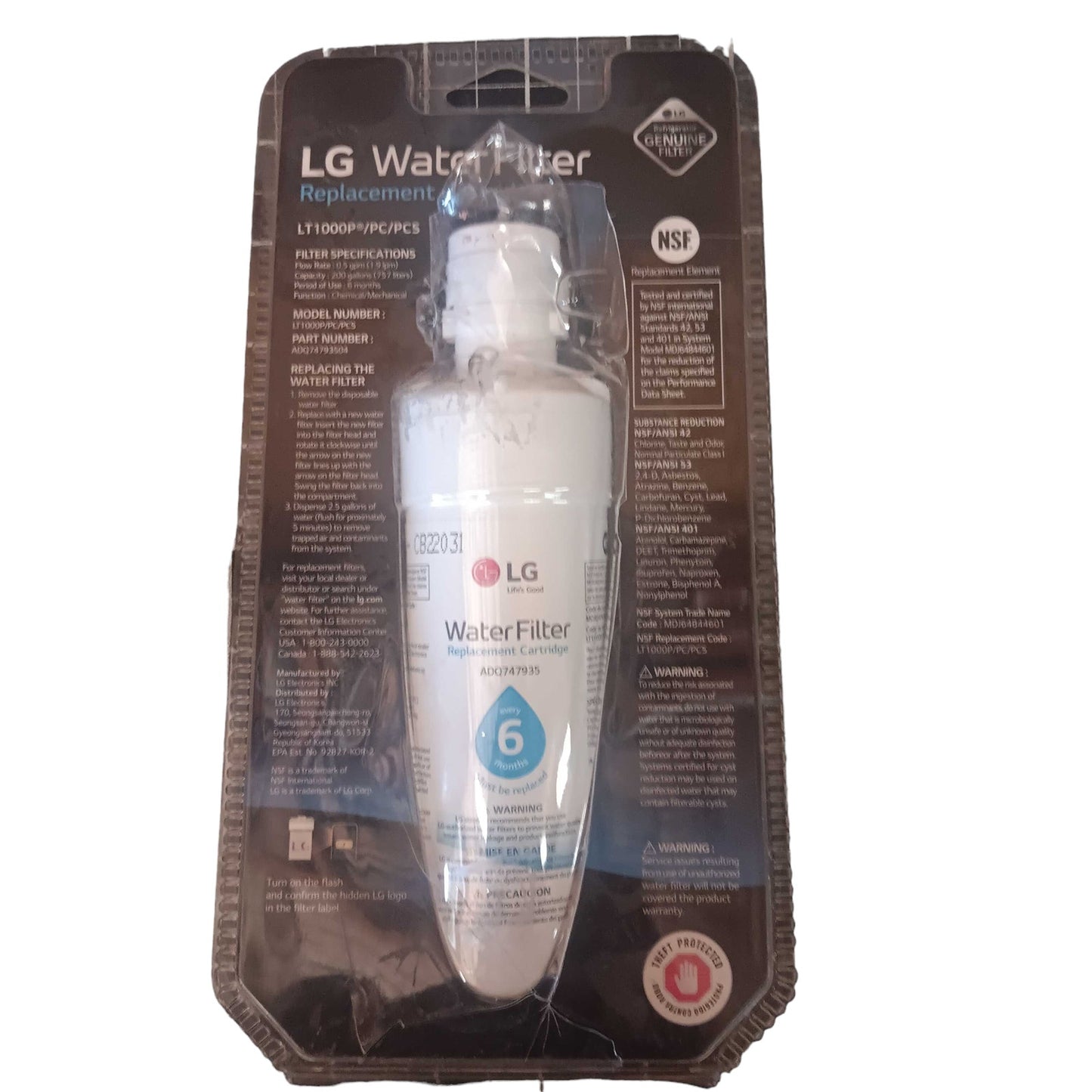 LG LT1000PC Refrigerator Water Filter (New, Open Packaged Item)