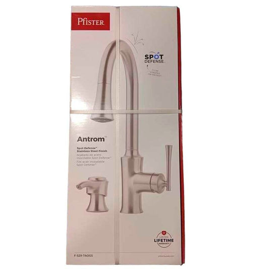 Pfister High Arc Antrom Single Head Pull-Down Faucet w/ Soap Dispenser F5297AOGS