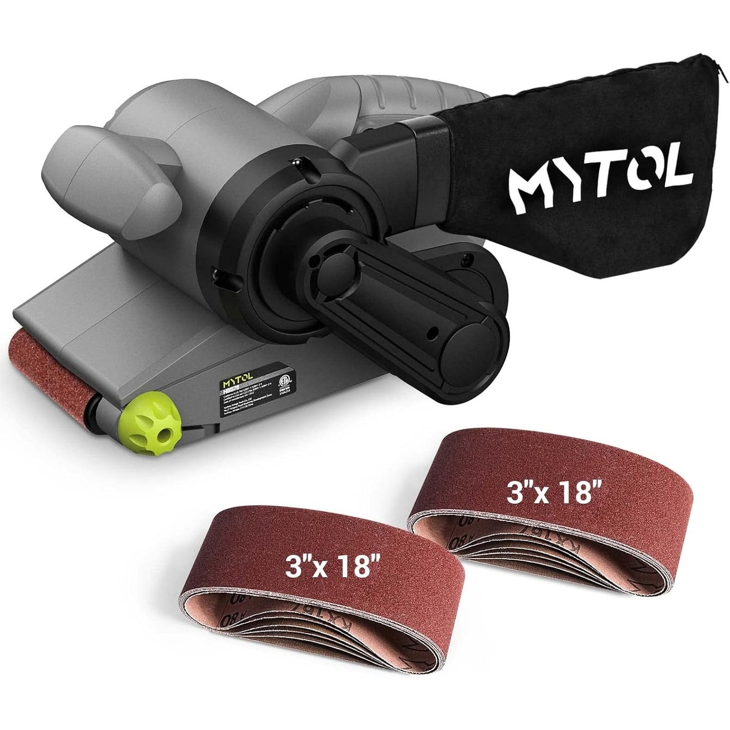 MYTOL Belt Sander with Dust Bag, 6Amp 3×18-Inch Sander w/ Self-Locking Switch