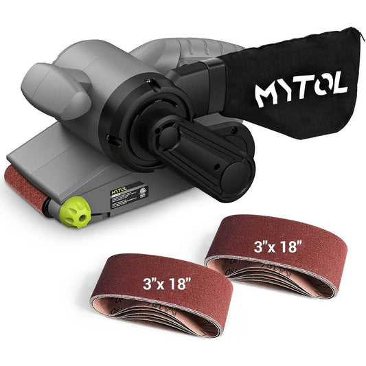 MYTOL Belt Sander with Dust Bag, 6Amp 3×18-Inch Sander w/ Self-Locking Switch