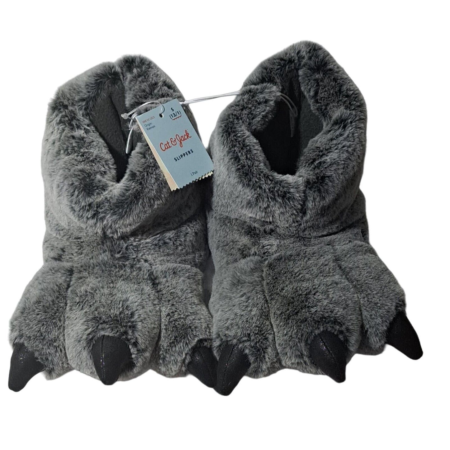 Boys' Ferdinand Dinosaur Claw Slippers - Cat & Jack Charcoal Gray SM (13/1) NWT