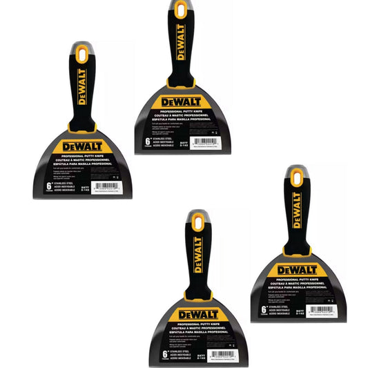 4 x DEWALT 6 in. Stainless Steel Hammer-End Joint Knives with Soft Grip Handles