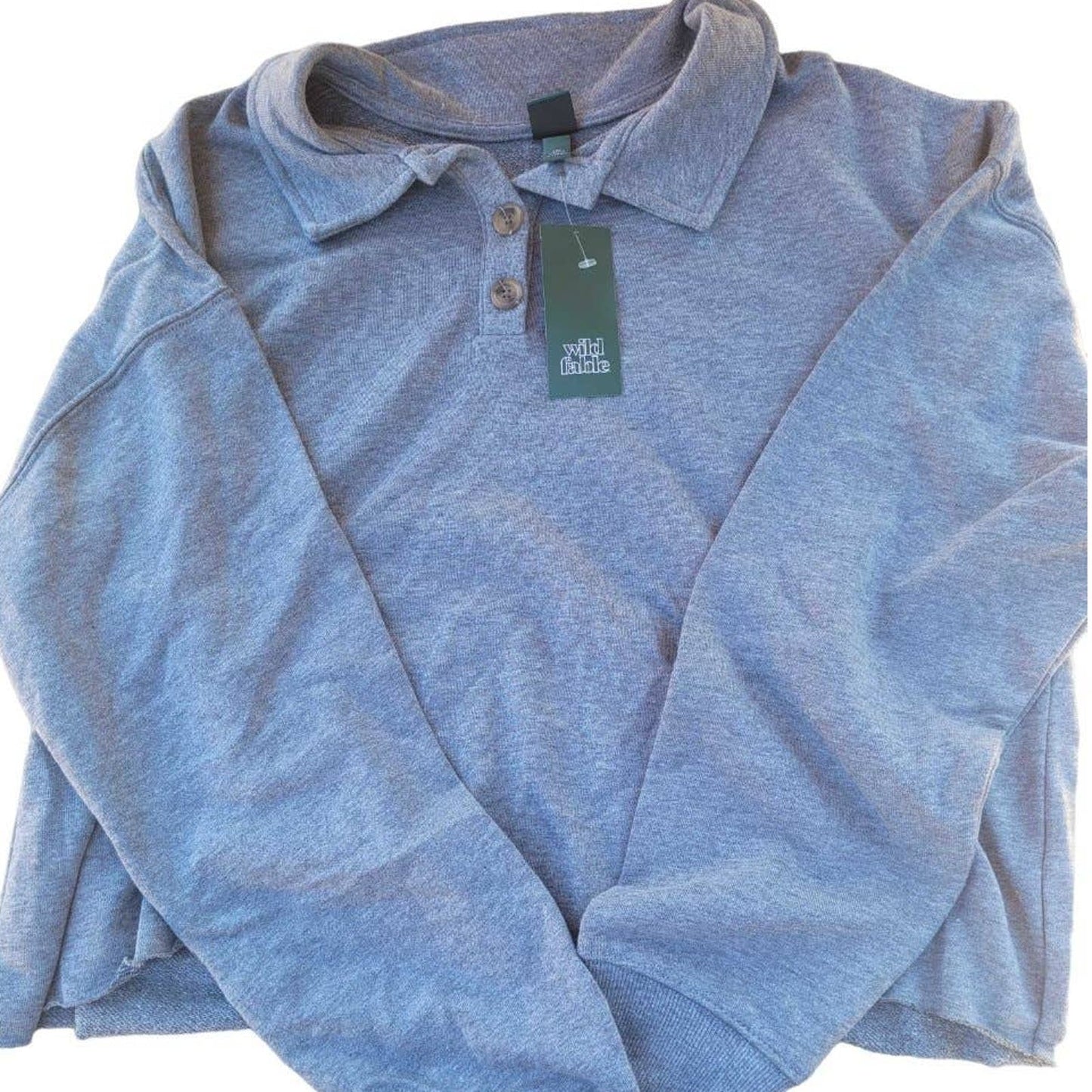 Wild Fable XL Women's Cropped Polo Shirt, Gray XL + Free Shipping