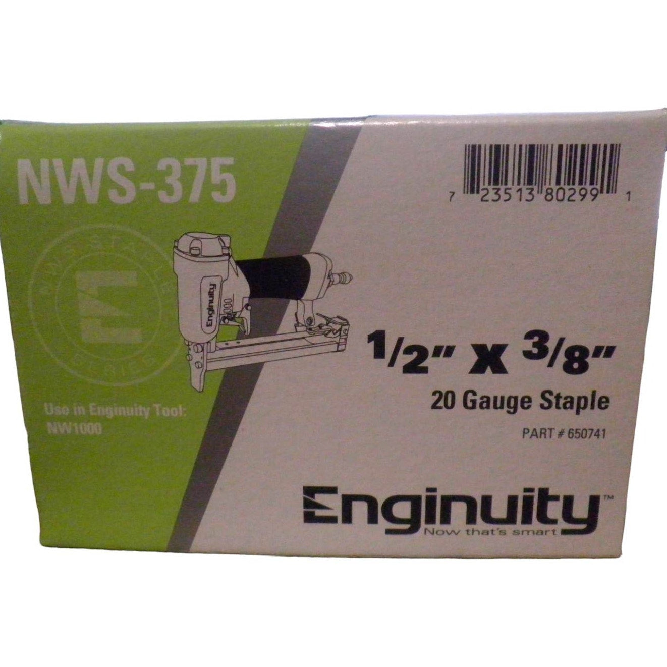 1 Box/5000 Enginuity 1/2" x 3/8" 20 Gauge Staples, 5000/Box NWS-375 Part #650741