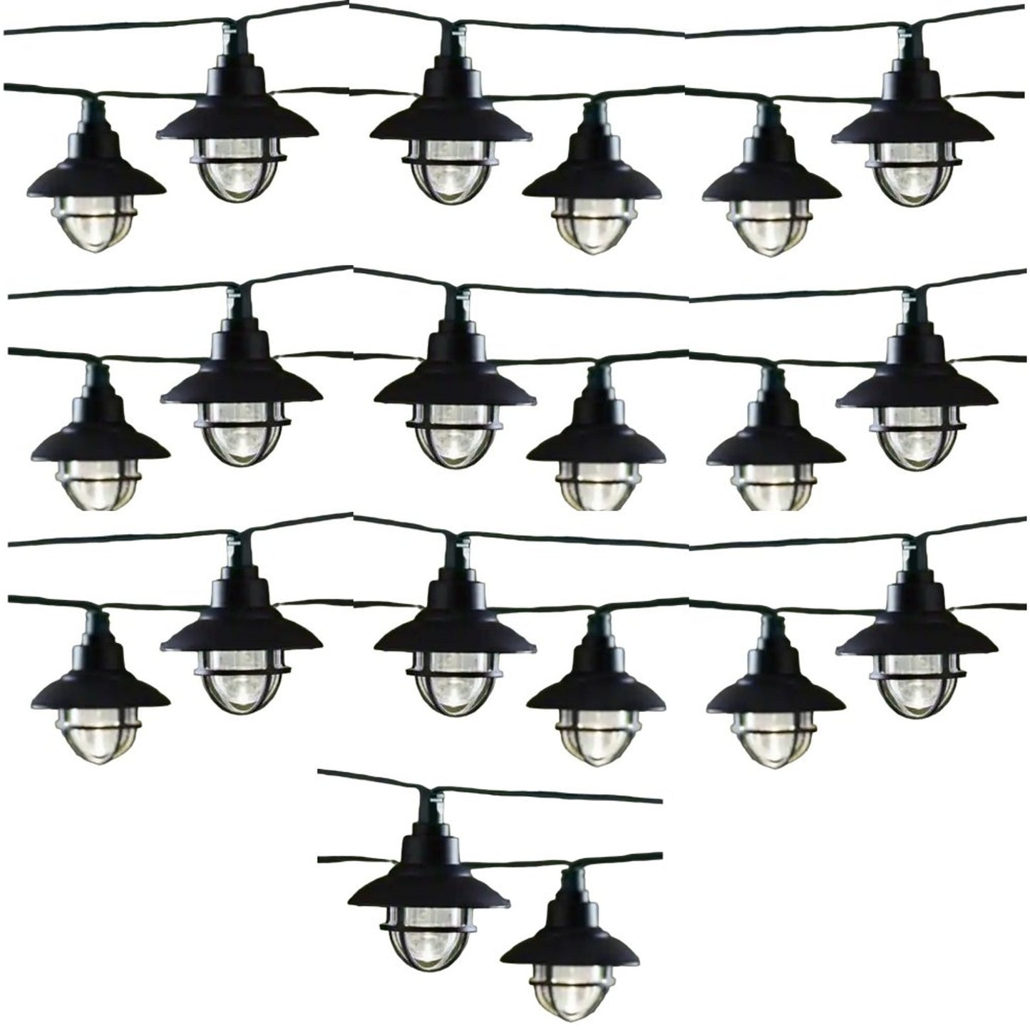 (3 Sets) 20-Light Solar Black Integrated LED Nautical String Lights, 19.25 Ft.