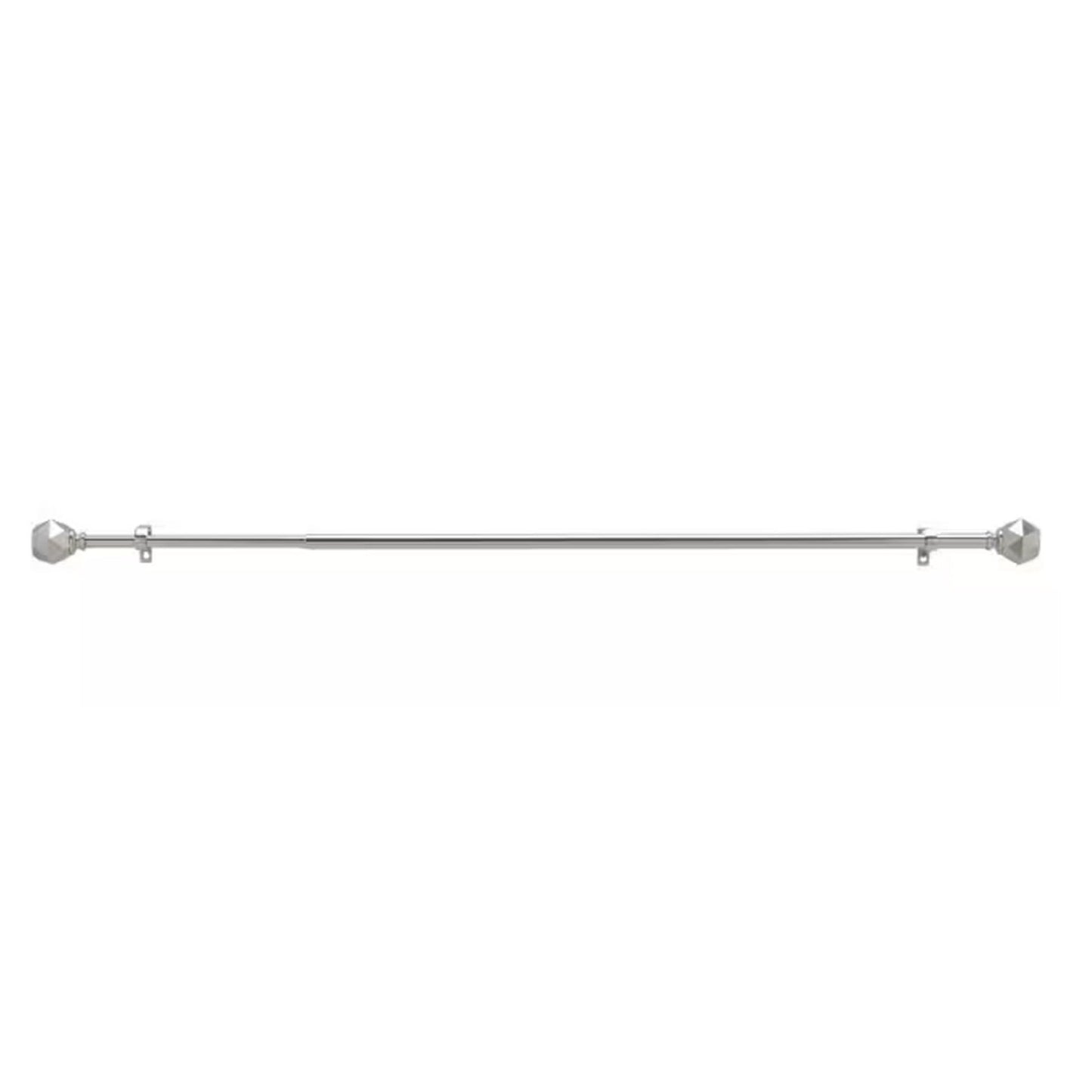 66" - 120" 3/4 in. Single Curtain Rod Kit, Brushed Nickel with Geometric Finials