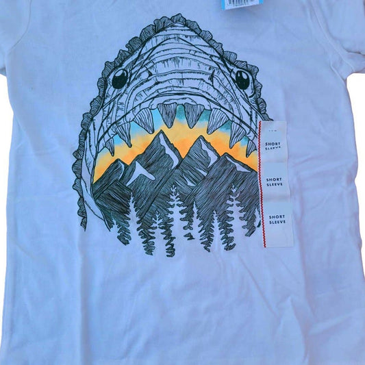 Boys' X-LRG Shark Sketch Short Sleeve Graphic T-Shirt - Cream + Free Shipping