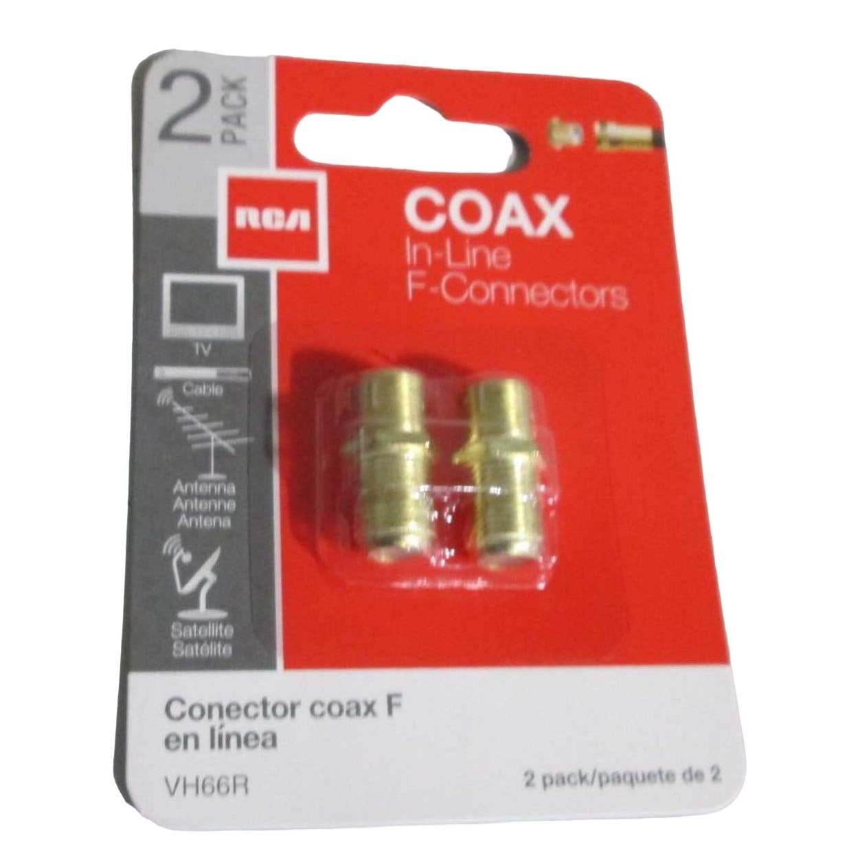 RCA 2-PK In-Line F-Connectors, VH66R Feed Thru Coaxial Cable Coupler - Free Ship